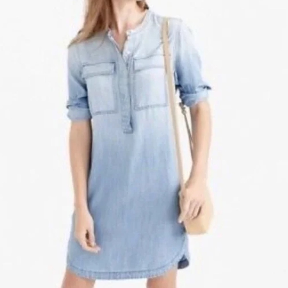J Crew Drapey Chambray Shirt Dress Denim Size Small